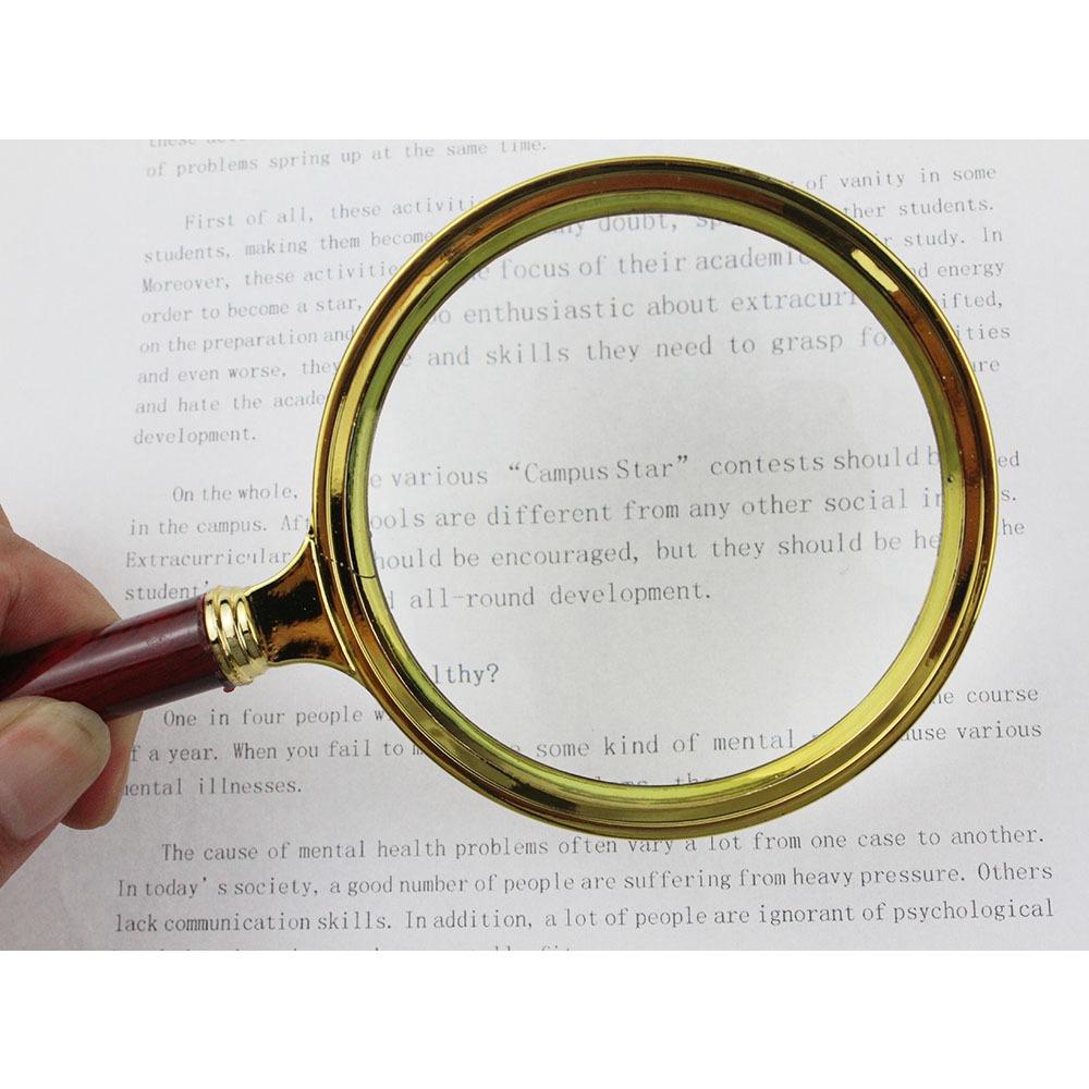1Piece 80mm 90mm Handheld Reading 10X Magnifier Watch Phone Repair Magnifying Glass Imitation Wood Handle Lupa Loupe