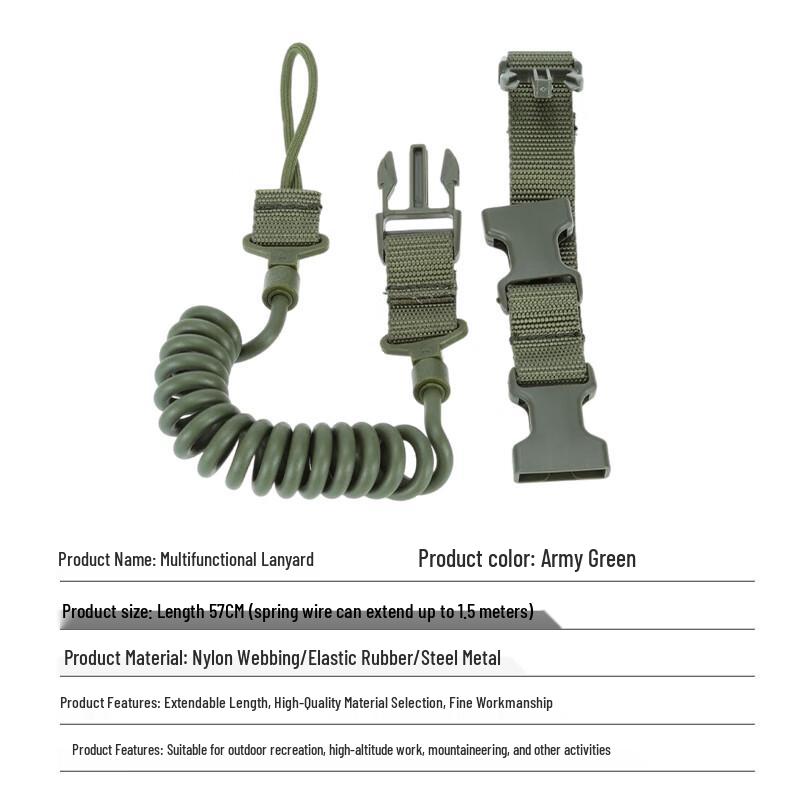 Outdoor Anti-Lost Tactical Spring Lanyard Keychain