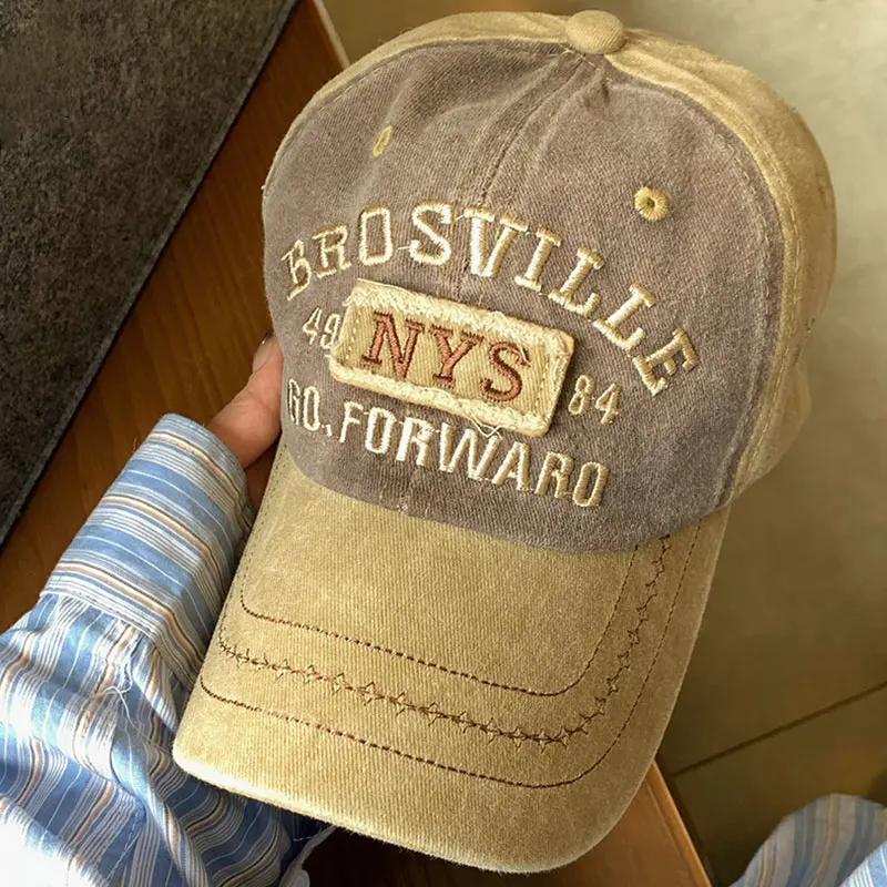 Retro Embroidery Letter Baseball Caps for Men Women Spring Summer Washed Cotton Hip Hop Hats Unisex Outdoor Sunshade Hats