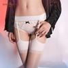 Aurora Belt Letter Style Glossy Sexy Suspender Stockings Silky Smooth Glossy Open Crotch Long Tube Socks 8205