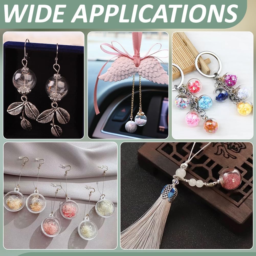 PH PandaHall 200pcs Mini Glass Globes 10mm Glass Ball Bottle Small Orbs Ball Glass Spheres Glass Crystal Ball Craft Glass Ball Hollow Ball for UV