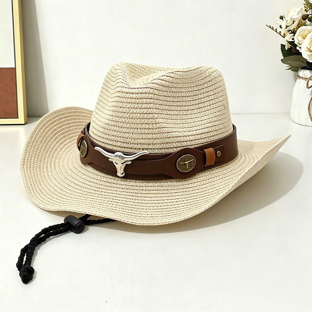 UV-Schutz Strohhut Sommerhut Lässiger Western-Cowboyhut