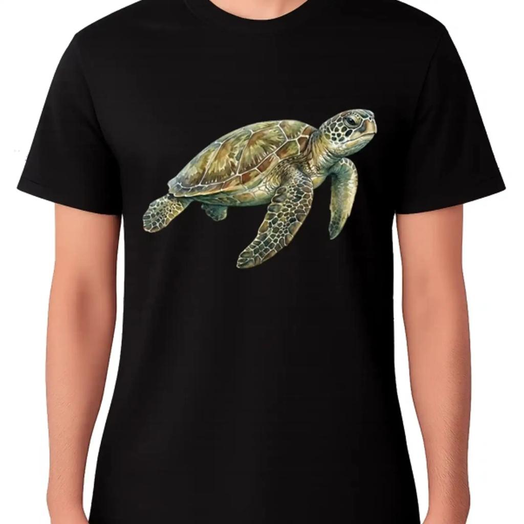 Sea Turtle T Shirt Realistic Ocean Marine Wildlife Animal Vintage Washed Stretched Designer Clothes Streetwear Breathable