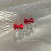 Mousse Christmas Red Bow Bell Clip-On Earrings for Girls