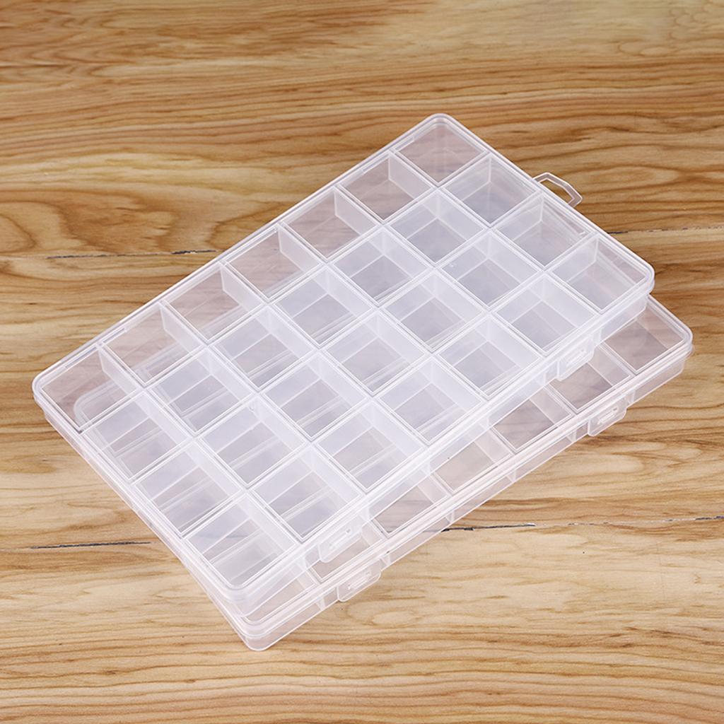 Transparent Plastic Jewelry Organizer Box Compartment Storage Container for Bead Rings Jewelry Display Organizer 28 Slot