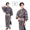 Fuuka Yukata Set Includes Waist and Geta Size and Hemp Leaf Pattern Square and Z3210CMB250 Men's (4 Pieces) - Obi, Cord, (Geta) - M, Black, Purple,