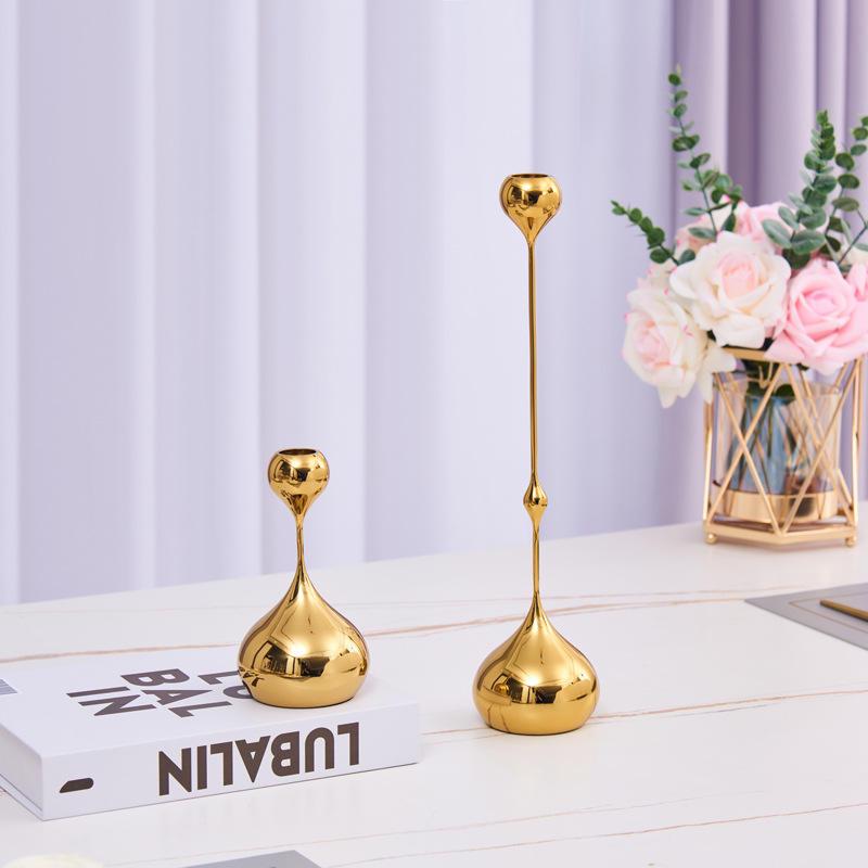 Wrought Iron Electroplated Candlestick: Luxurious Decor for Hotels, Weddings, or Dining Tables