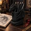 Cool Office Supplies 3D Printed Gothic Dragon Pen Holder, Coiled Figurine Stationery Cup, Desk Landscape Ornament Fantasy Organizer, Halloween