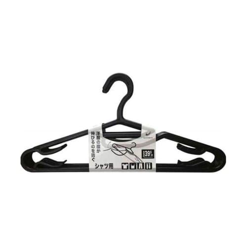 Shinko Hanger (Shinkohanger) Ultra Slim Reverse Shirt Hangers, Set of 10, Black, Anti-Slip, Non-Marking, Simple, Space-Saving, Slim, Clothes Drying, L