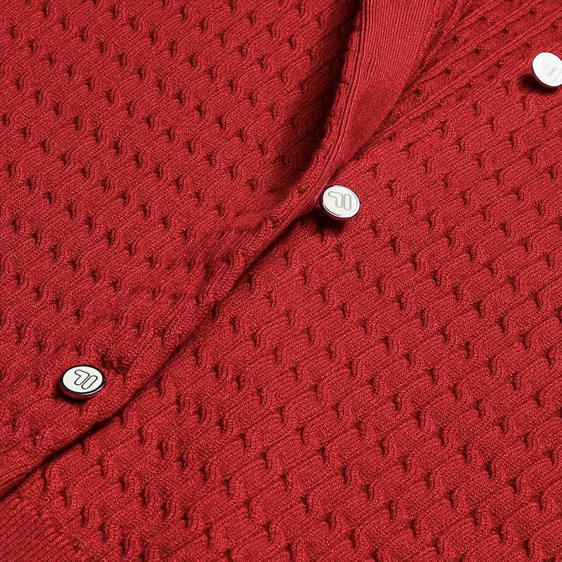 Fila Cny Heart Cardigan Fashion Simple Basic Sweet Cute Versatile Casual Comfortable Woven Blush Knit Sweater Women Tops Red F11W619403FPK