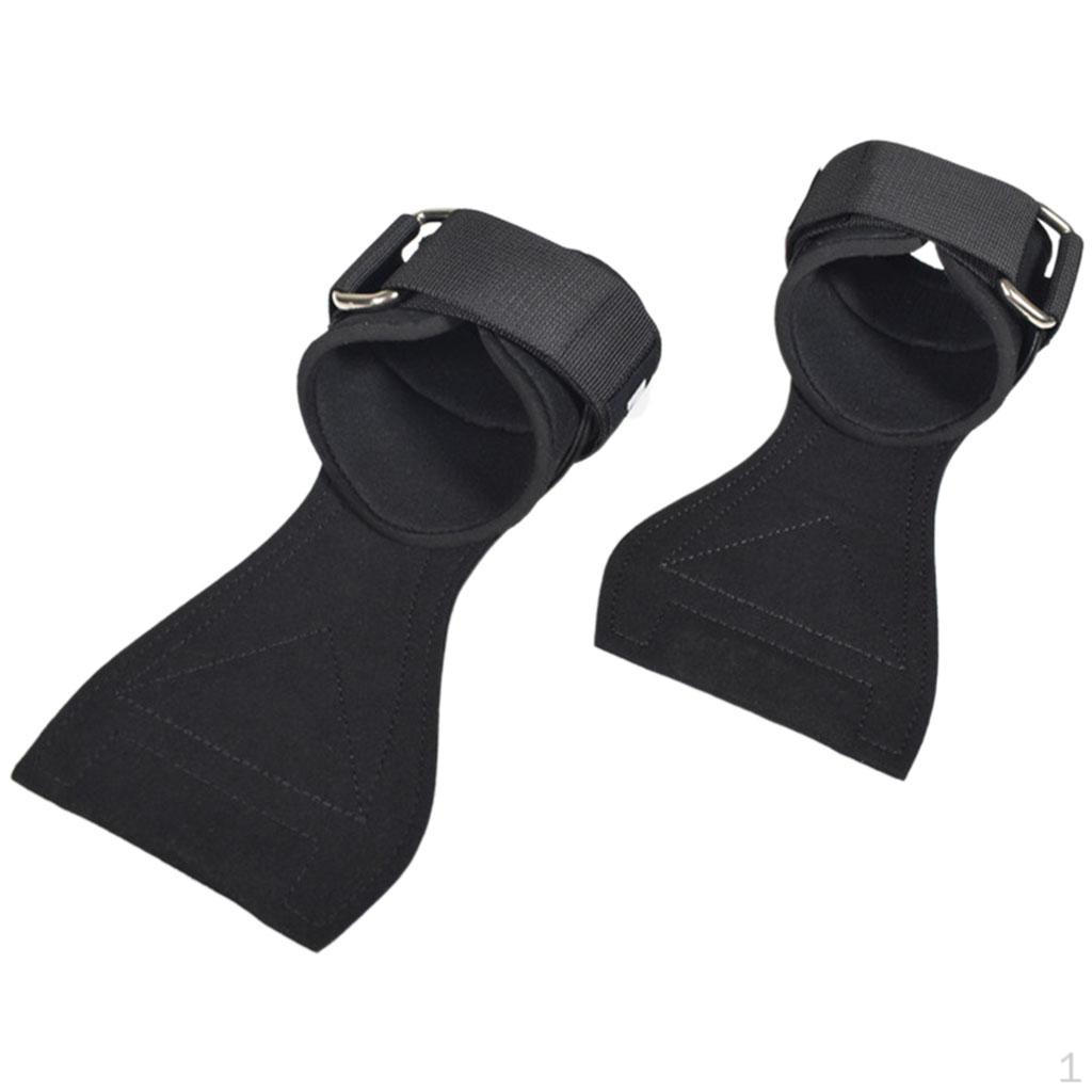 

2PCS Cowhide Gym Gloves Grips Anti-Skid Weight Lifting Pads Deadlift Belt Palm Black M