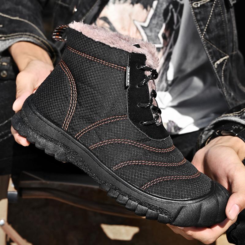 2024 Fashion New Autumn and Winter Men's Warm Cotton Boots Plus Cotton Goose Down Cotton Shoes Men's Snow Boots Thick Warm Shoes