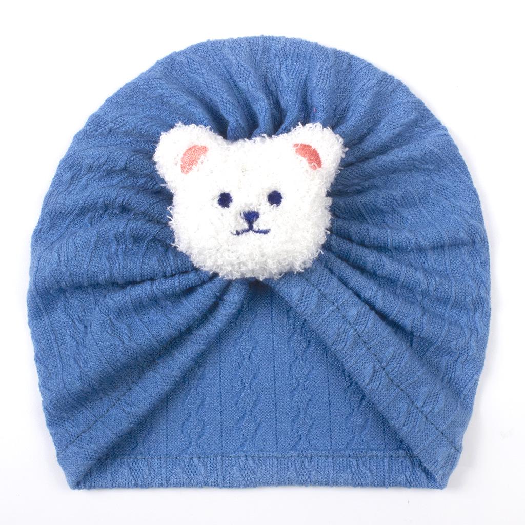 Spring & Autumn Cute Bear Baby Jacquard Pullover & Headband Hat