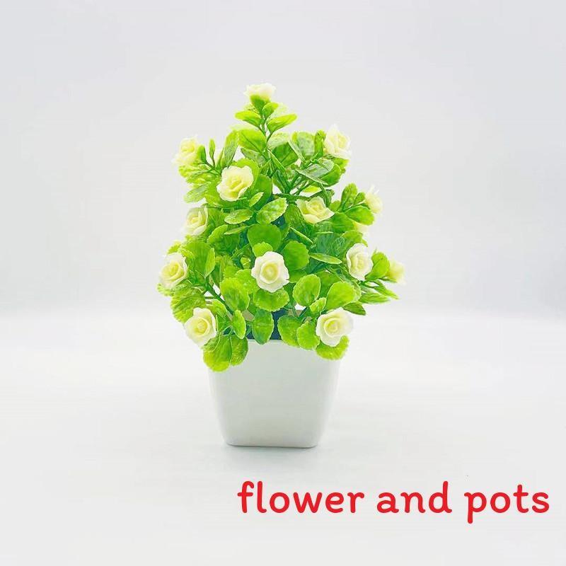

Twenty Five Simulate Roses Fake Flowers Potted Green Plants Decoration Indoor слоновая кость