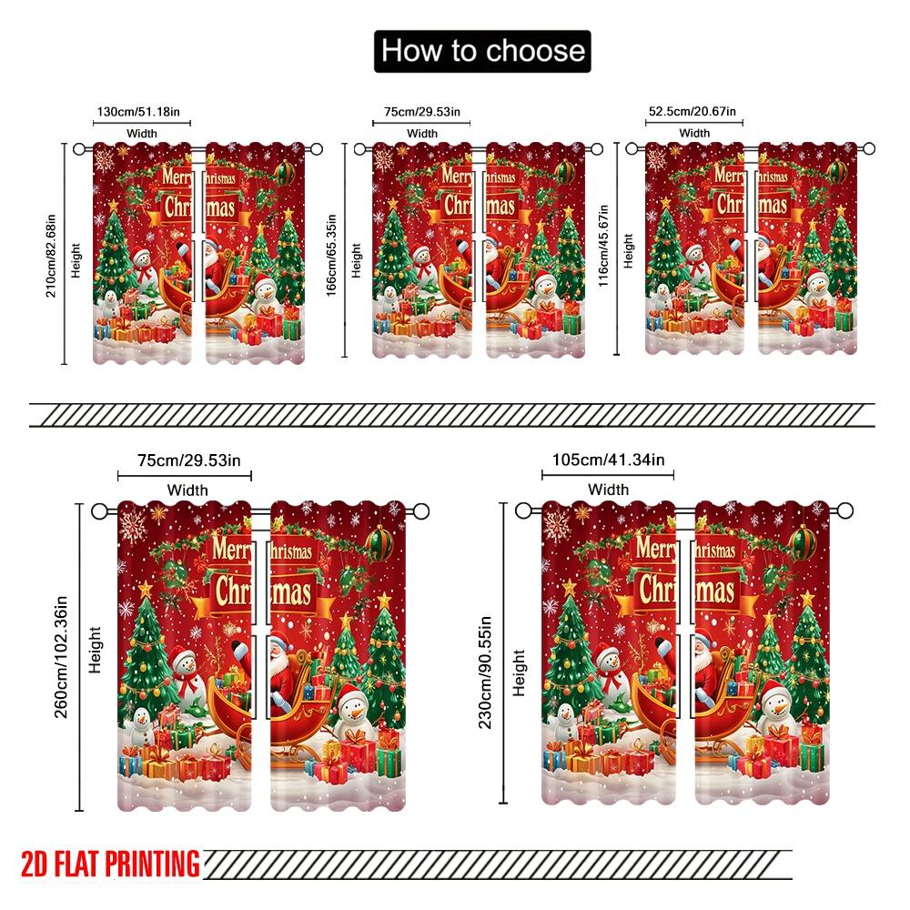 2pcs,2D Plane Printing Curtain Popular Christmas Reindeer (3) Durable 100% Polyester Fabric (without Rod) Gifts Use for Bedroom