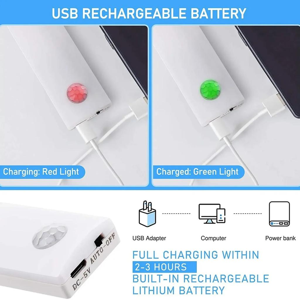 7/12/20LEDs Cabinet Lights Kitchen Closet Wardrobe Night Lamp Ultra Thin USB Rechargeable PIR Motion Sensor Cabinet Night Light