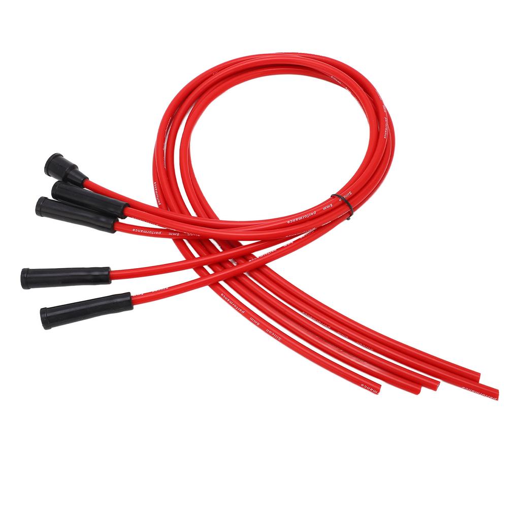 Spark Plug Ignition Wire Set Red High Performance Silicone 1m Car Ignition Wire for 4 Cylinder Automobile 8mm