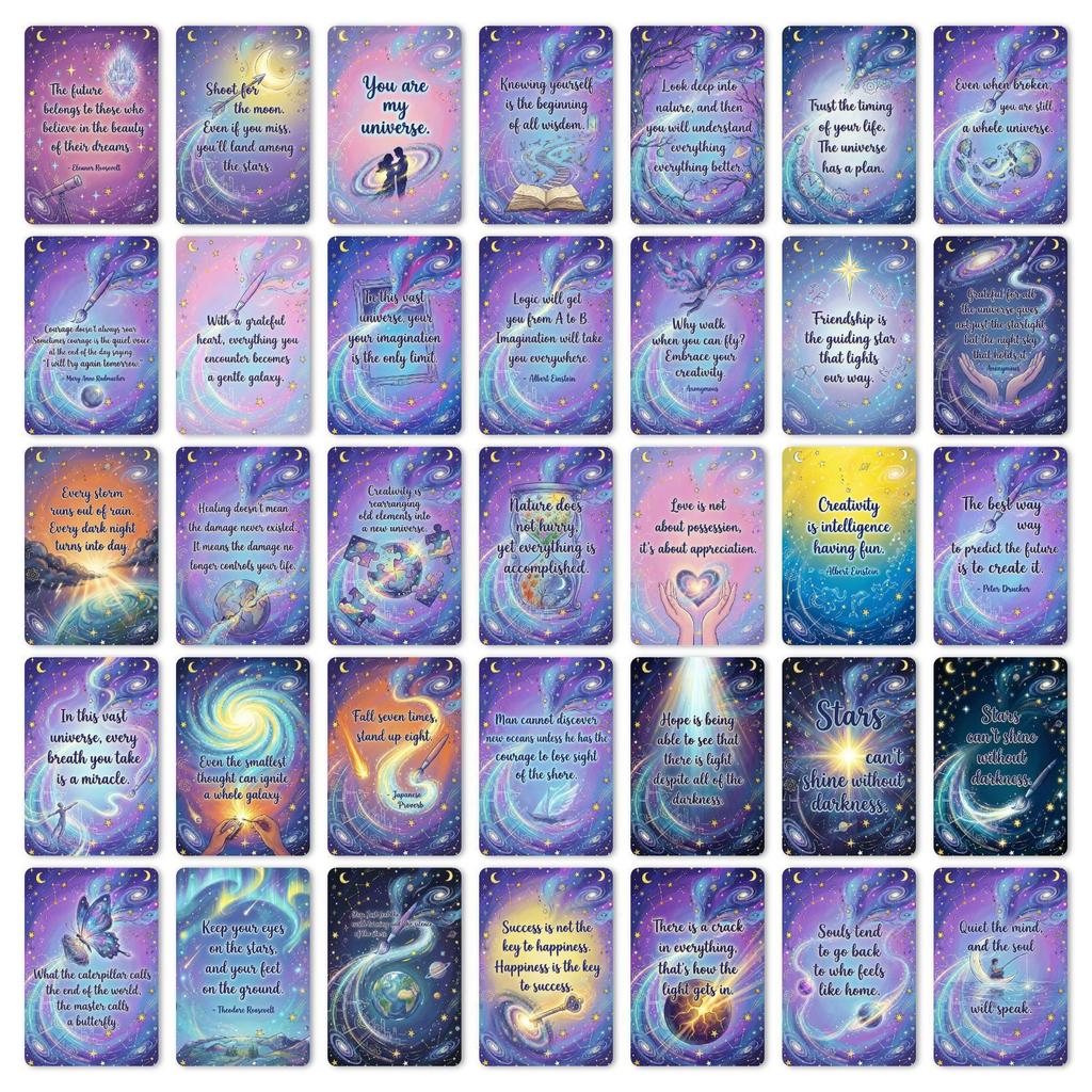 36 Starry Sky Universe Inspirational Card Set Healing Message Card Wall Decoration Hand Account Material Postcard