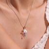 Women's Pearl Bow Pendant Necklace with Ice Cream Cone Charm