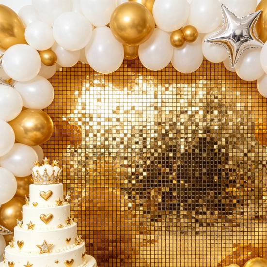 Shimmer Wall Backdrop, Sparkly Foil Fringe Curtain, Glitter Hanging Tinsel Backdrop, Aluminum Streamer for Birthday Wedding Photo Booth Decor