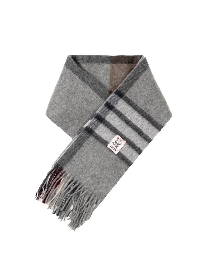 Likkeullou Rc Land 100% Cashmere Line Check Scarf Gray