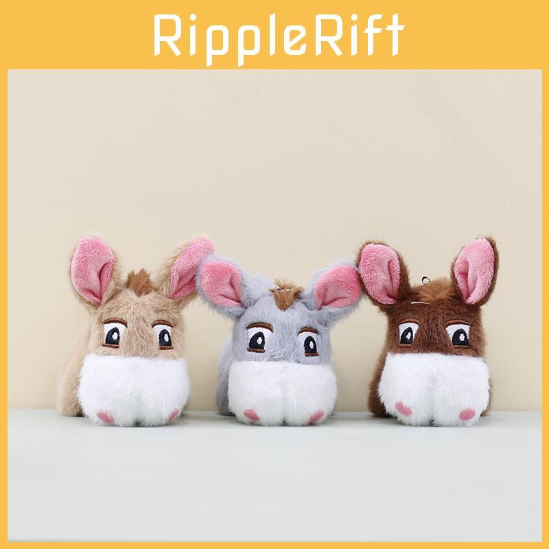 Gray Khaki Cute And Brown Mini Donkey Plush Toy With Keyring For Decoration Bag