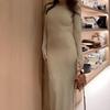 Dámské Sexy Pohodlné Jednobarevné Bodycon Dlouhé Šaty Podzim 2025 Evropské a Americké