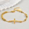 Vnox Stainless Steel Rosary Bracelet With Virgin Mary Bar, Beads Chain Cross Bracelets For Women, Prayer Faith Jewelry Gift