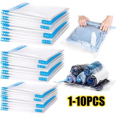 1-10 pezzi Sacchetto sottovuoto e coperchio pompa per riporre vestiti Grande sacchetto vuoto di compressione in plastica Contenitore per accessori da viaggio