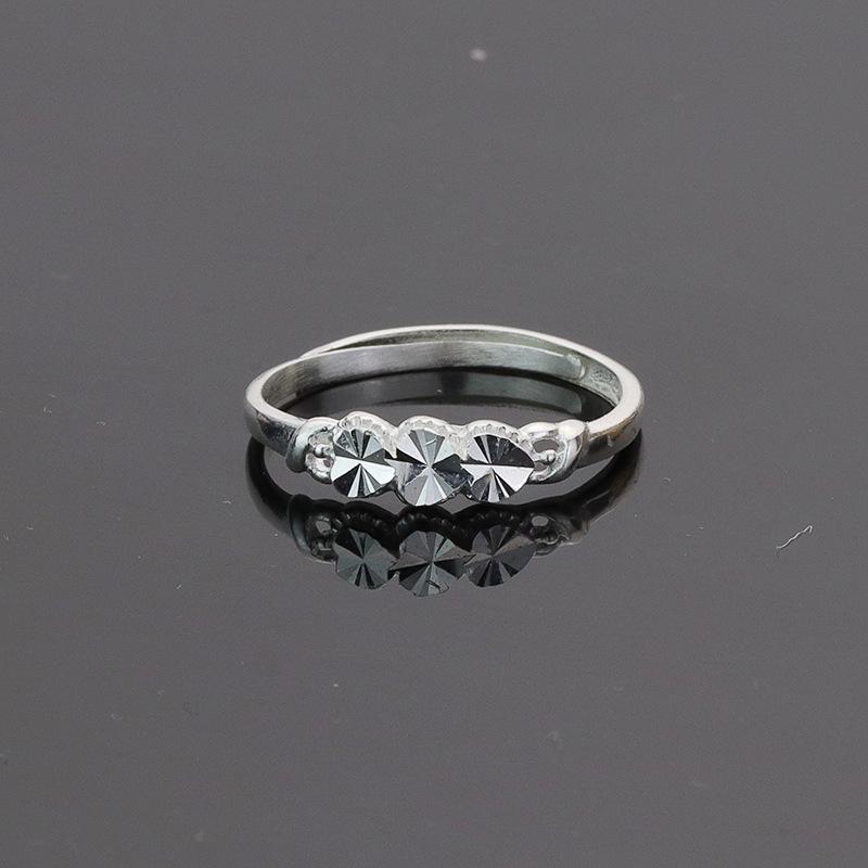

S990 Sterling Silver Heart-to-Heart Adjustable Open Ring - European & American Fashion, Carved Heart-Shaped Design for Women Open Adjustable