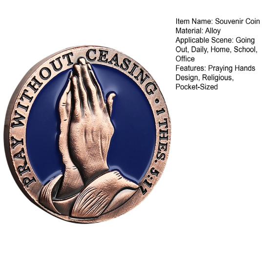 Christian Prayer Coin Pray Without Ceasing Sacred Scripture Companion Coin Metal Praying Hands Coin