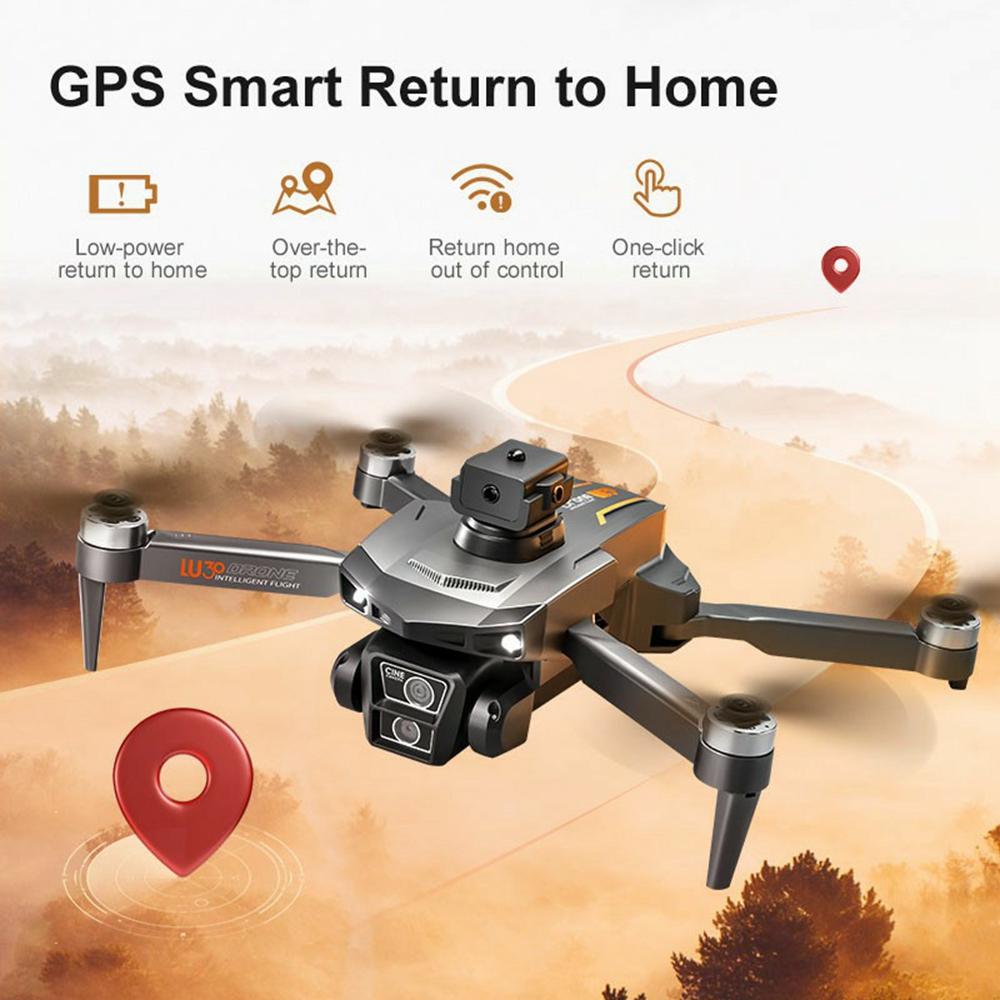 LU30 GPS Brushless Drone Obstacle Avoidance HD Aerial Photography RC Aircraft with 4.5 Inch Screen Controller, 3 Batteries
