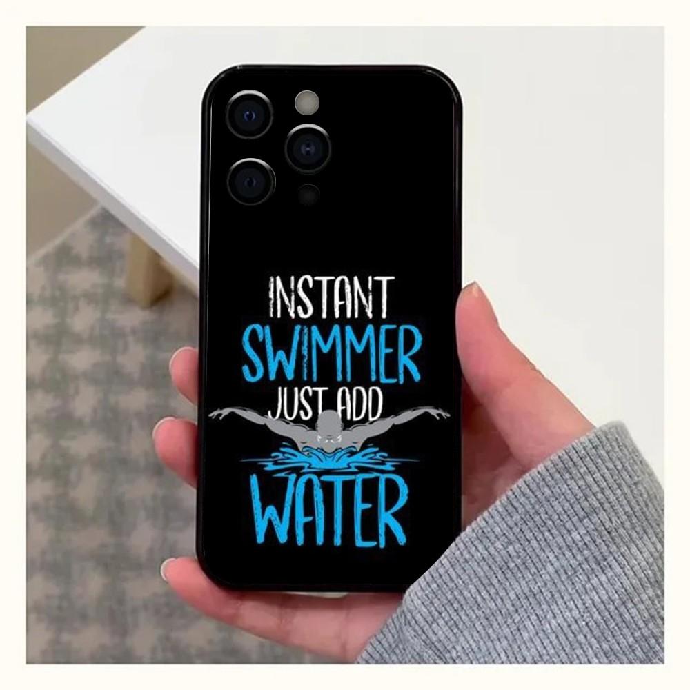 Swimming COOL Phone Case For Apple iPhone 15,14,13,12,11,Pro,X,XS,Max,XR,Plus,Mini Soft Black Cover