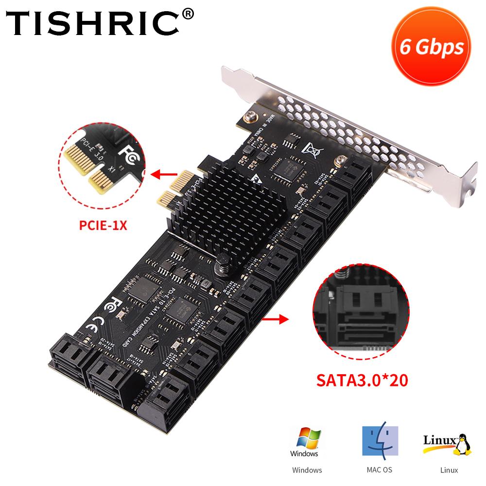 PCIE Sata 1X To 2/6/10/16 Ports SATA3.0 PCI-E Expansion Card Adapter PCI Express Multiplier PCIE3.0 Sata Controller Add On Cards