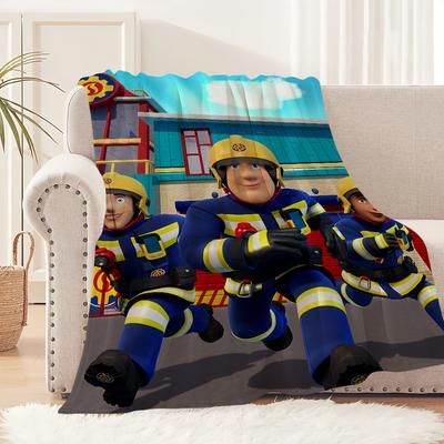Cartoon Firemans Sams Blanket Soft Comfortable Nap Plush Suitable For Iiving Room Office Bedroom Birthday Home Kid Gift