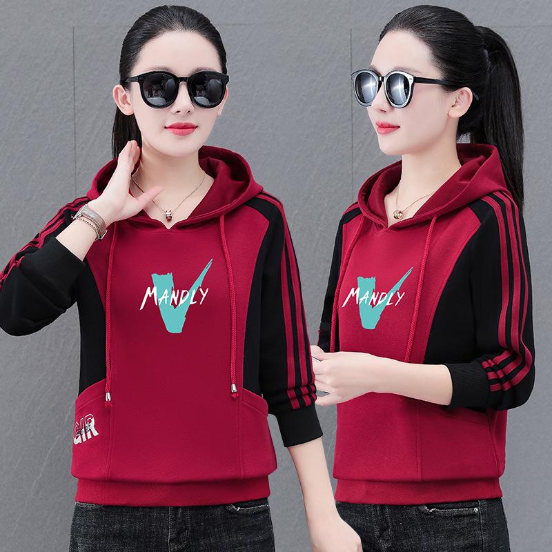 

Женские толстовки с капюшоном весна-осень 2025 года — легкая верхняя одежда с длинными рукавами в стиле вестерн, бросающая вызов возрасту L вино красного