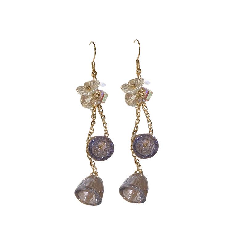 Boucles d'oreilles élégantes rétro en cristal à pampilles de fleurs - Argent sterling pour femmes