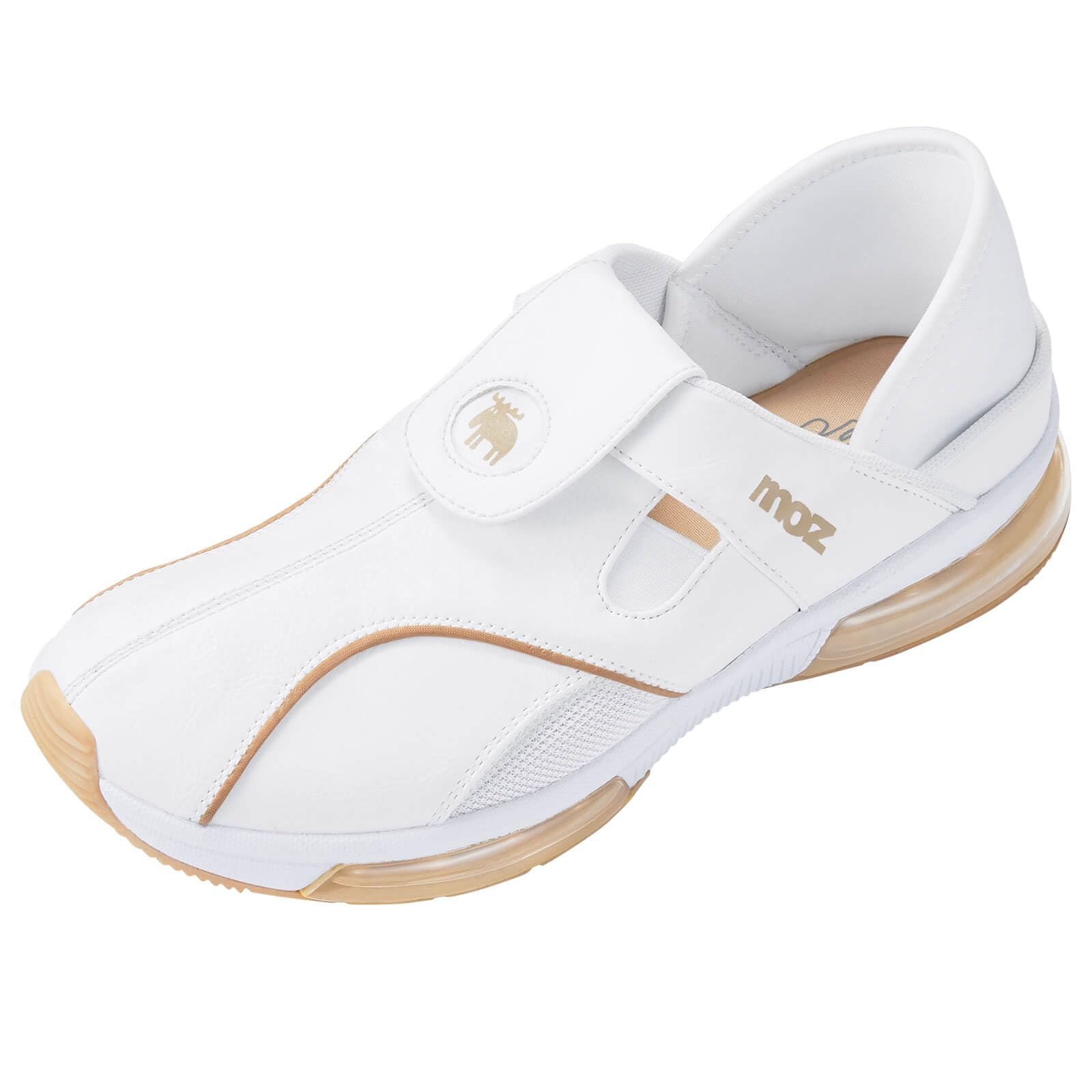 

Anfamie moz 2-Way Nurse Sneakers with Double Air Memory Foam Insoles, Suitable for Nursing, Childcare, and Care, Size L (24.0-24.5 cm), 2E, White/Cham