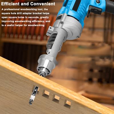 Square Hole Drill Bit Adapter Drill Bit Fixing Bracket,Professional Attachment Joint Mortiser Bit for Hand Electric Drill