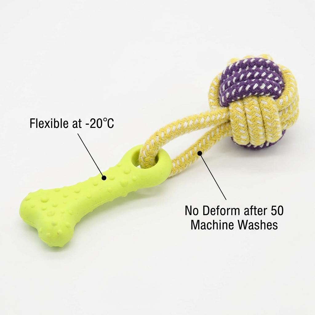 Factory Supply TPR Chew Ring and Rope Tug Dog Toy, Durable Interactive Puppy Teething Chew Aggressive Chewers