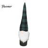 Cute Santa Gnome Ornament Christmas Wine Bottle Cover, Fluffy Artificial Beards Decor, Plaid Festive Kitchen Counter Decor Toppers for Holiday