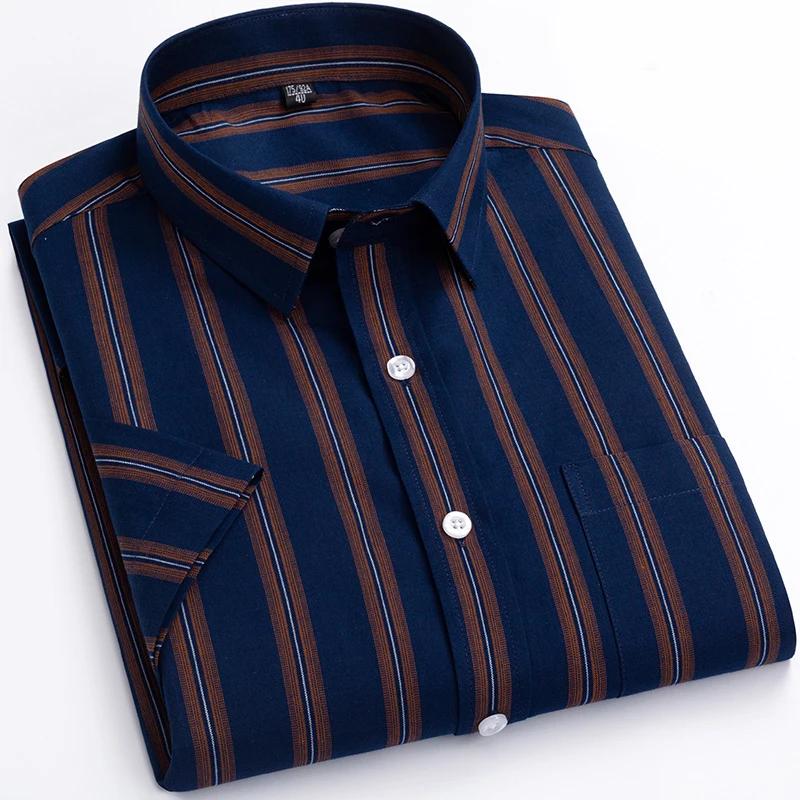 2026 Summer Thin Plaid  Men's Shirts Short Sleeve  Plus Size Cotton Soft Comfortable Young Casual Social Shirt Clothing