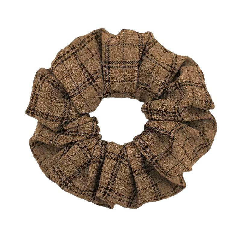 Vintage Plaid Scarf Hair Tie Set: Elegant Women's Oversized Plaid Scarf and Hair Tie Accessories