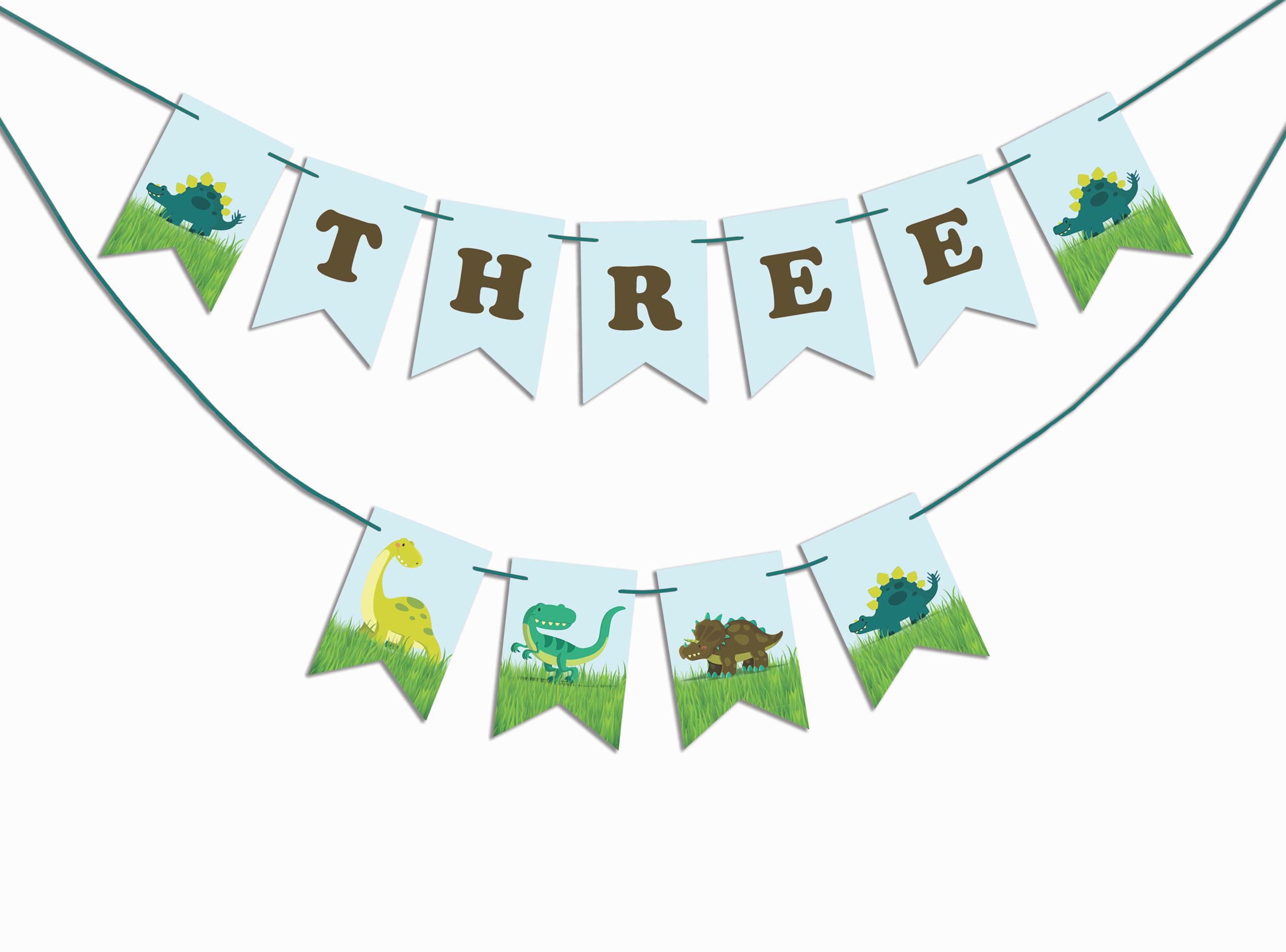 

Inkdotpot Прикраси для вечірки з днем ​​народження, гірлянда для вечірки з днем ​​народження, банер із вимпелом для хлопчика Диназура синій