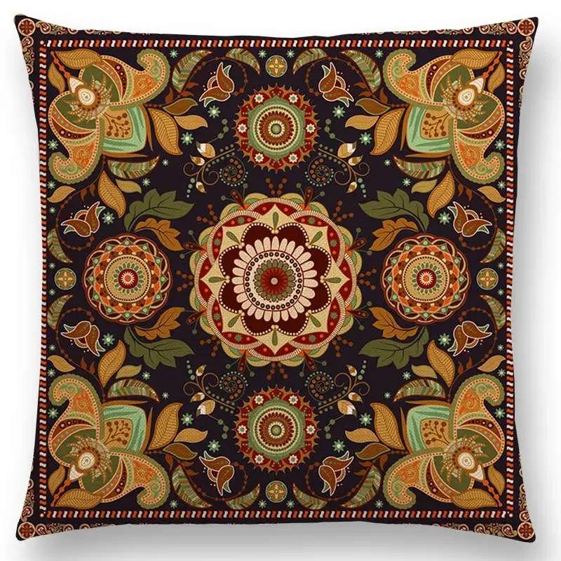 Newest African Animal Symbol Block Pillow Case Boho Geometric Floral Pattern Paisley Mandela Flowers Cushion Cover
