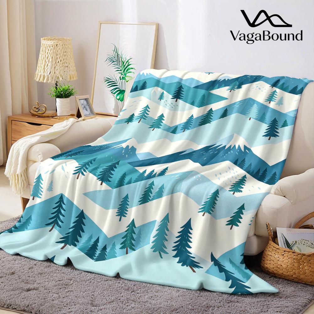 Pine Mountain Forest Flannel Blanket Warm Soft Halloween Christmas All-Season Couch Decorative Cozy Warm Gift
