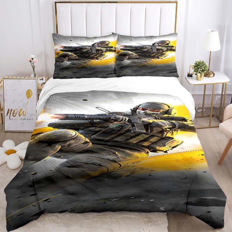 3pcs Target Neutralized: Tactical Soldier Gaming Bedding Set-Perfect for Bedroom, Guest Room, Living Room, Hotel Decor | Ideal Gift for Fans