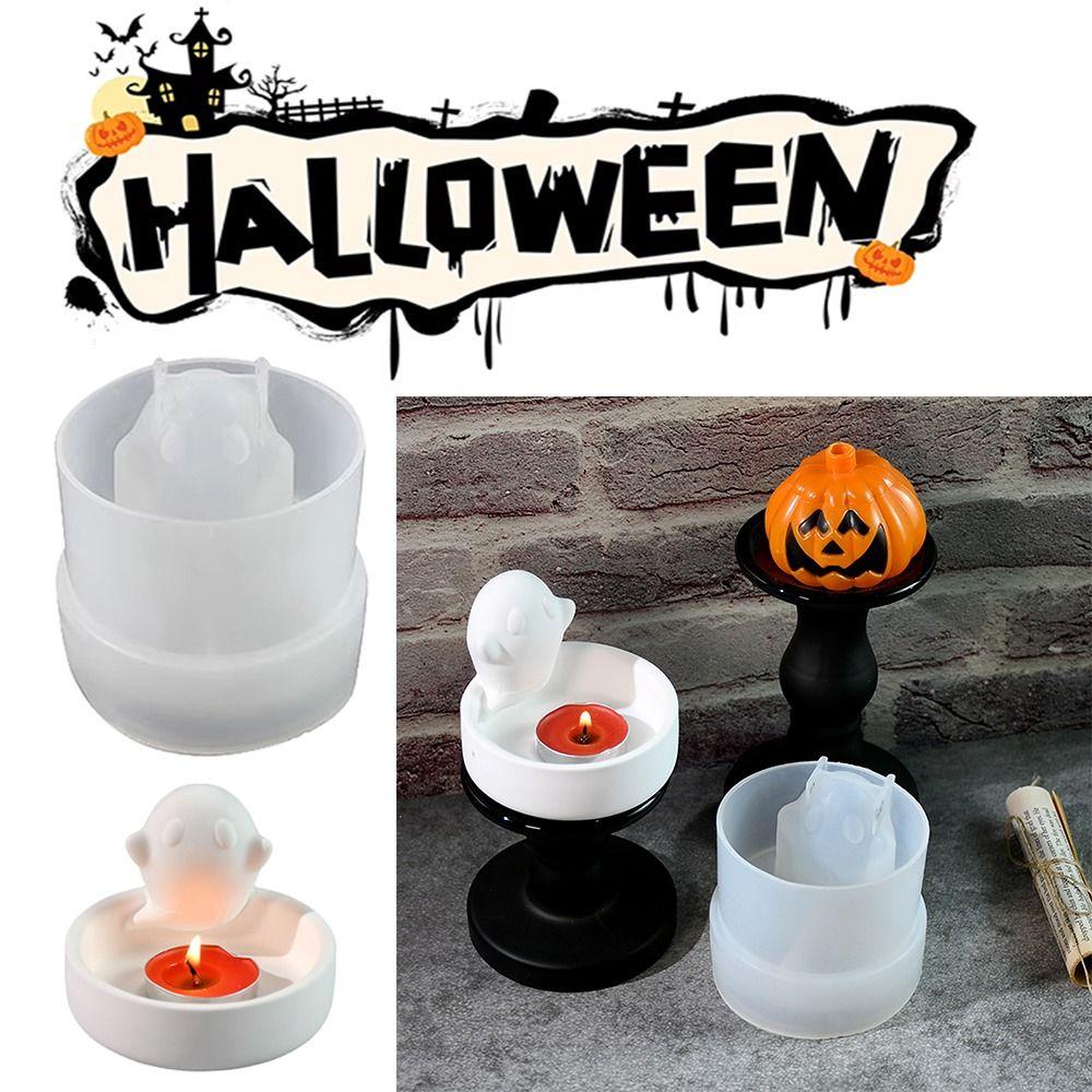 Creative Ghost Candlesticks Silicone Mold DIY Halloween Spooky Mold for Beginners