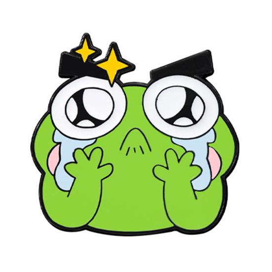 Brooch Pin Cartoon Frog Design Zinc Alloy Pin Hand-Painted Enamel Glaze Suits Coats Sweaters Badge Versatile Accessory B