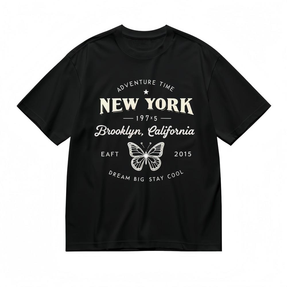 

Women s T-Shirt With Retro New York Graphic Unisex Black 100% Cotton Tops Summer M